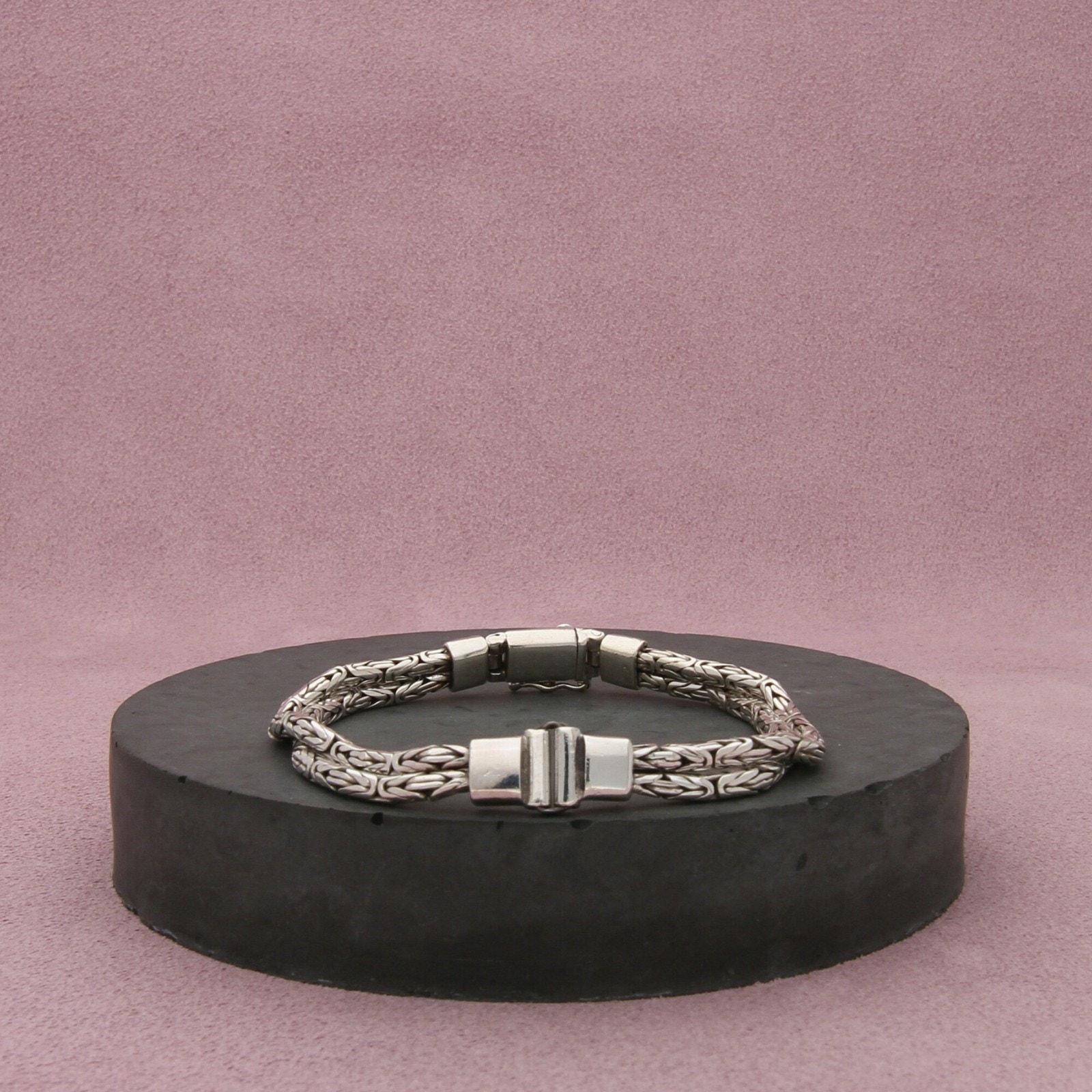 Sterling Silver Vintage Layered Byzantine Chain Bracelet Size 6.75in